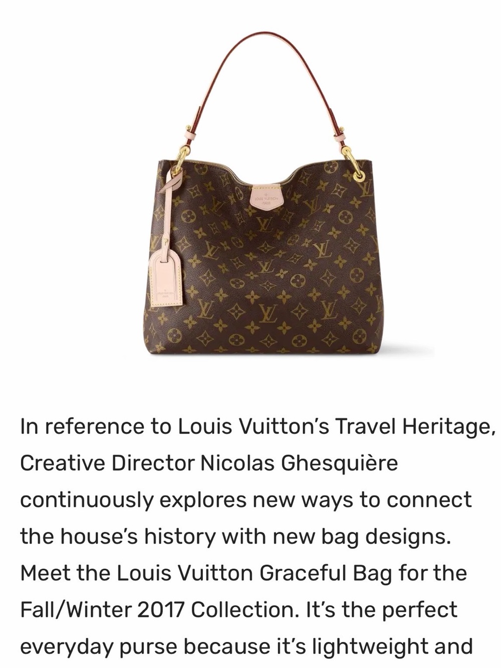 Louis Vuitton Monogram Graceful Shoulder Bag in Brown with Natural Vachetta
